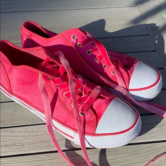 twiggy LONDON Shoes - Twiggy LONDON Pink Satin Sneakers